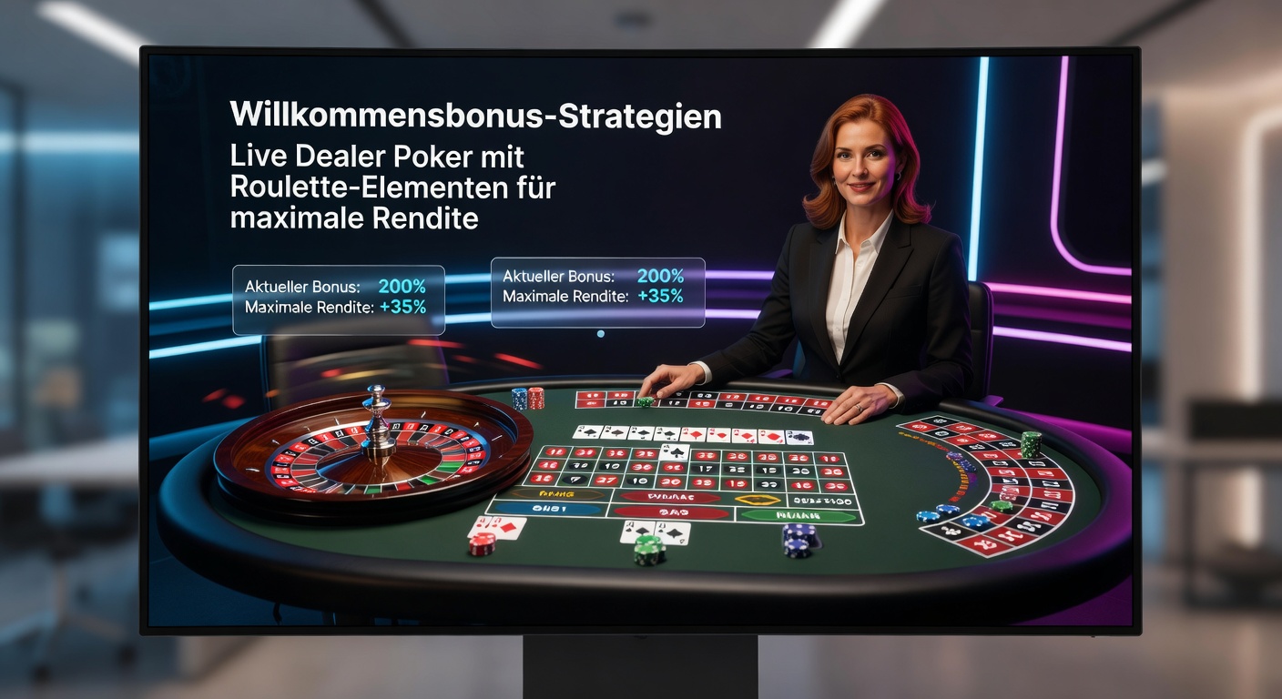 Detaillierter Screenshot eines hybriden Live Dealer Poker-Roulette-Spiels mit aktiven Boni und Rendite-Charts